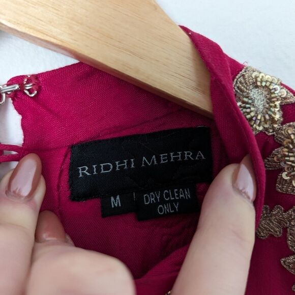 Ridhi Mehra fuchsia pink beige sequin bead floral Valentino Anarkali maxi dress - Picture 3 of 7